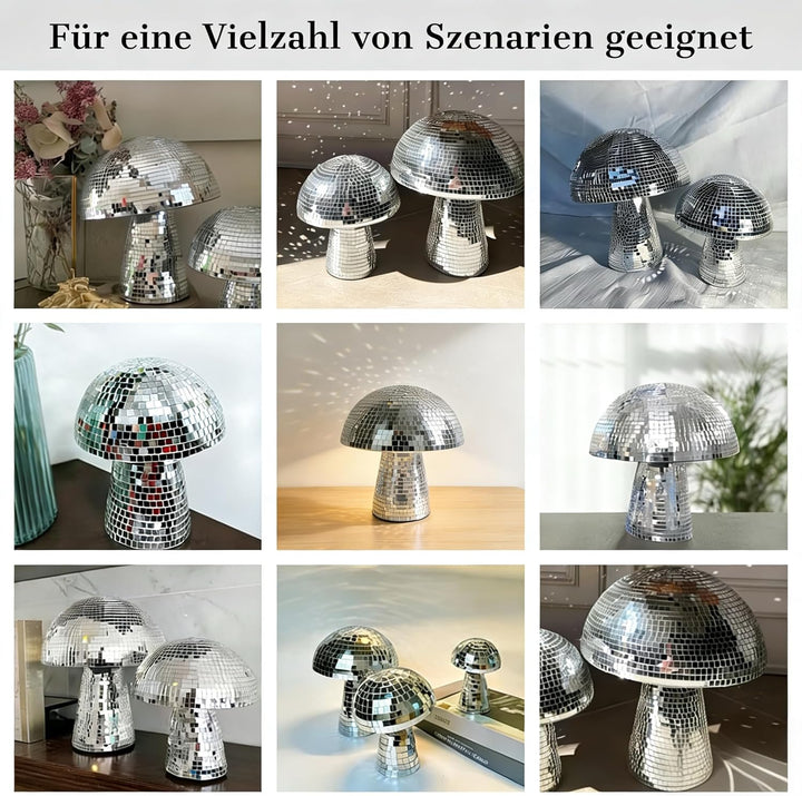 Morofme Discokugel Pilz, Silber Disco Pilz Deko, Spiegelkugel Discokugeln Deko, Glitzer Diskokugel B