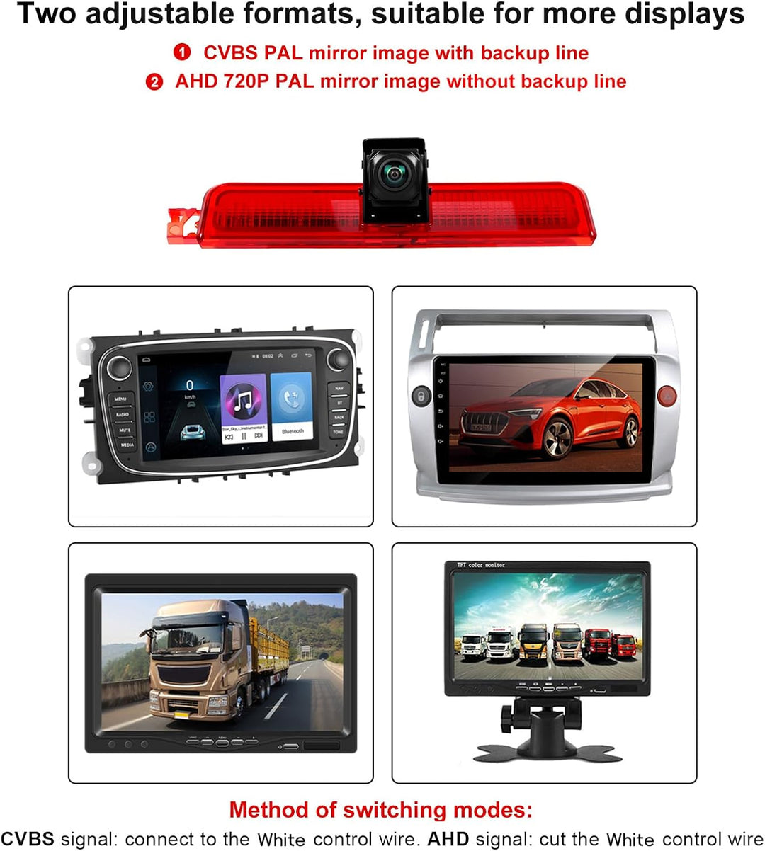 SIXWIN 720P Rückfahrkamera mit Bremsleuchte, Auto Rückfahrkamera für VW Caddy 2003-2015,140° Weitwin