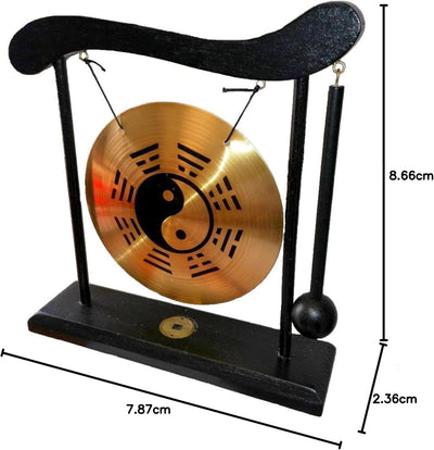 lachineuse Gong auf Sockel Yin Yang – Dekoration Zen aus Holz und Kupfer – asiatisches Dekoobjekt fü