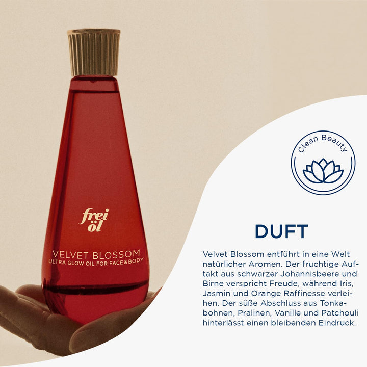 frei öl – ULTRA GLOW ÖL Velvet Blossom mit verspieltem Duft - für Gesicht & Körper – für mehr Glow &