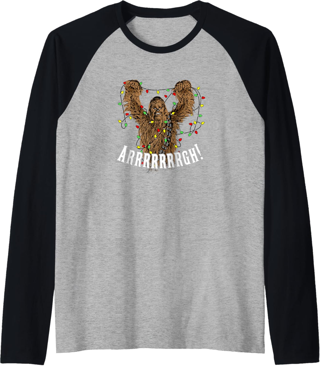 Star Wars Arrrgh! Chewie Tangled Lights Christmas Raglan