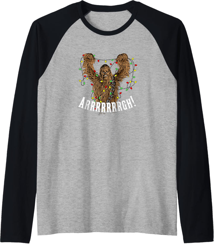 Star Wars Arrrgh! Chewie Tangled Lights Christmas Raglan