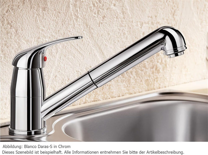 BLANCO DARAS-S chrom | Niederdruck | Mit herausziehbarem Schlauch | Rückflussverhinderer | Keramik K