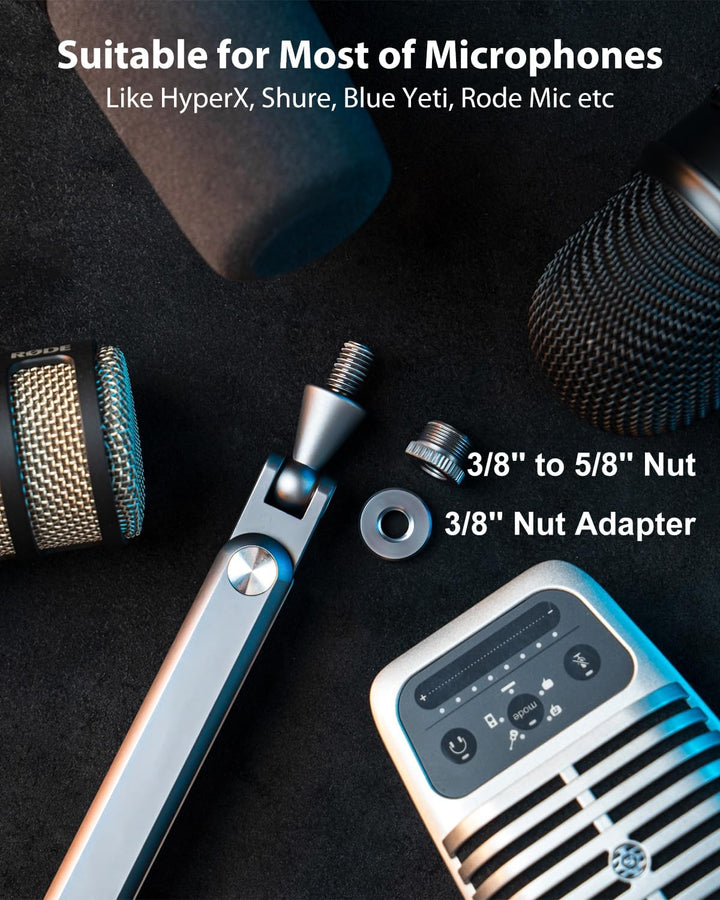 FULAIM Aluminium Mikrofon Arm kompatibel mit RODE Mikrofon, Einstellbarer Mikrofonständer für Shure