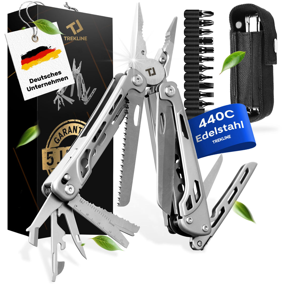 TREKLINE Premium Multitool Werkzeug [rostfreier Edelstahl] Survival Multifunktionsmesser perfektes C