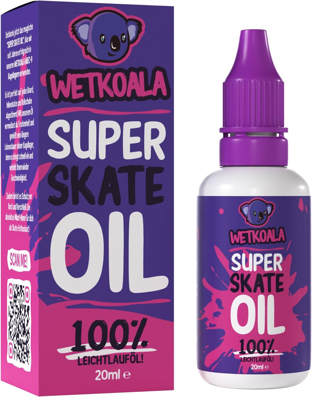 WETKOALA Skate Öl für Kugellager (20ml) SUPER Skate Oil Leichtlauföl für Skateboards, Inliner, Longb