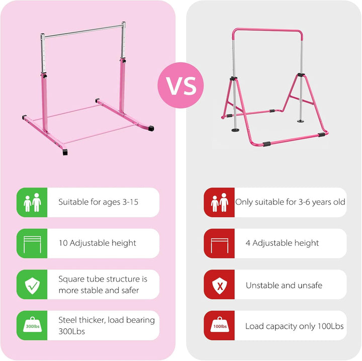 Mosebears Gymnastikstange, Heimgymnastikausrüstung für Kinder im Alter von 3–15 Jahren, stabile Stah