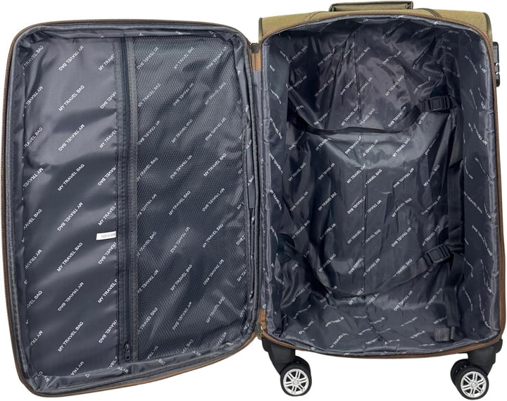 Stoff Reisekoffer Trolley Erweiterbar mit Zwillingsrollen (M/L/XL/XXL oder 4er Set) Weichgepäck (Kha