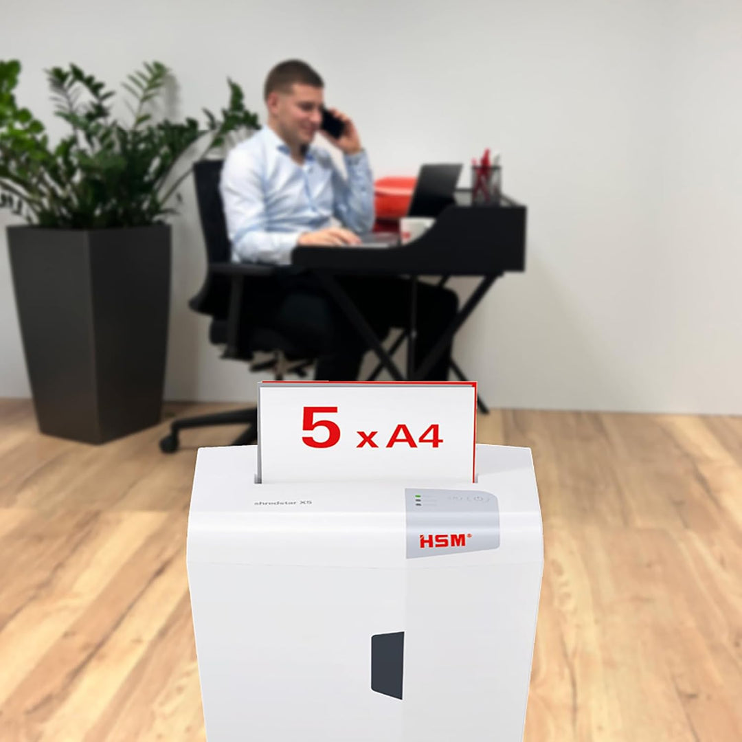 HSM shredstar X5 Aktenvernichter, Sicherheitsstufe P-4, 5 Blatt (Partikelschnitt) mit CD-Schredder w
