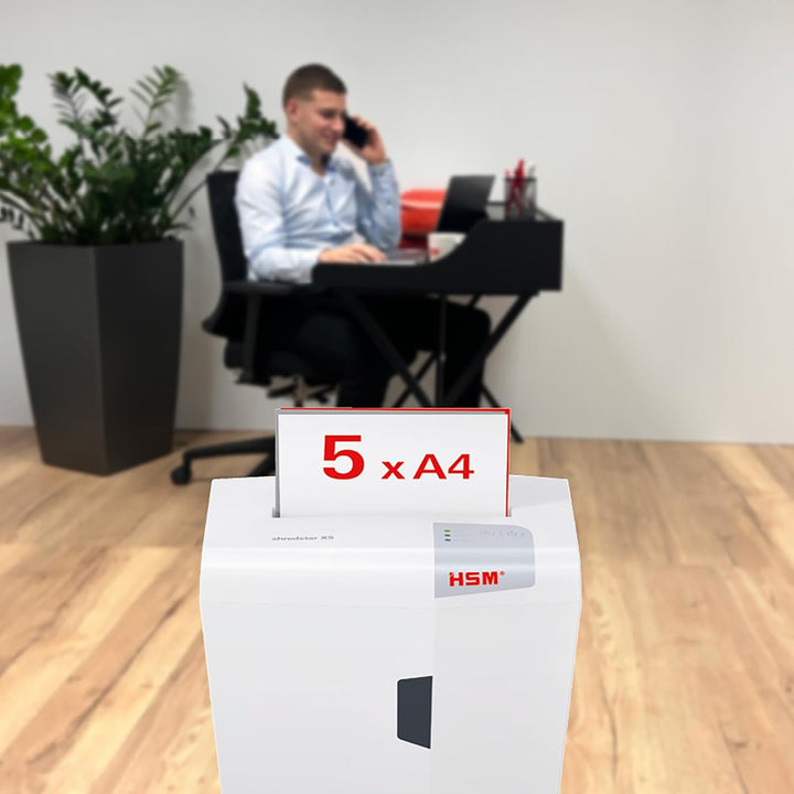 HSM shredstar X5 Aktenvernichter, Sicherheitsstufe P-4, 5 Blatt (Partikelschnitt) mit CD-Schredder w