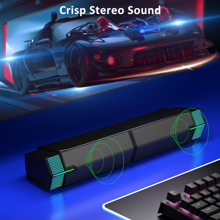 Jeecoo M20 Computer PC Lautsprecher, Bluetooth Lautsprecher mit Beleuchtung, Abnehmbar Pc Soundbar B