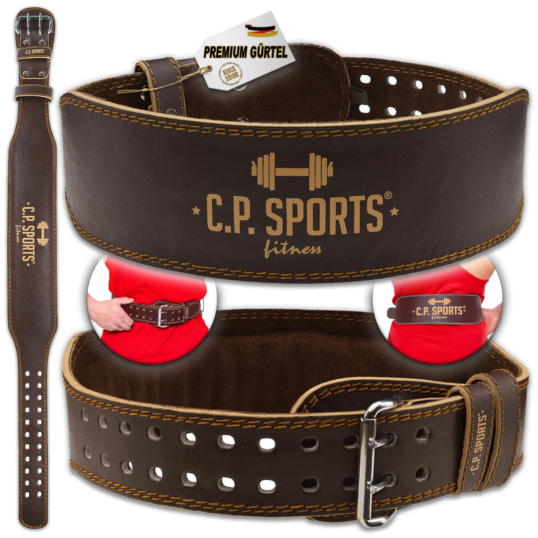 C.P.Sports Gewichthebergürtel XXS - 6XL | Trainingsgürtel aus Leder - gepolstert | Gürtel für Gewich