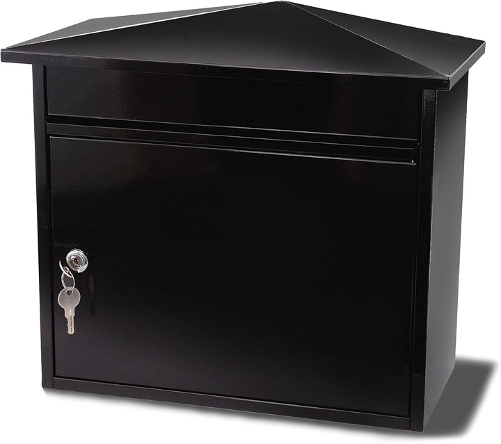 Burg-Wachter MB15BK Mersey Grosser Wandbriefkasten, verzinkter Stahl, 36 x 35 x 20 cm, Schwarz, Schw