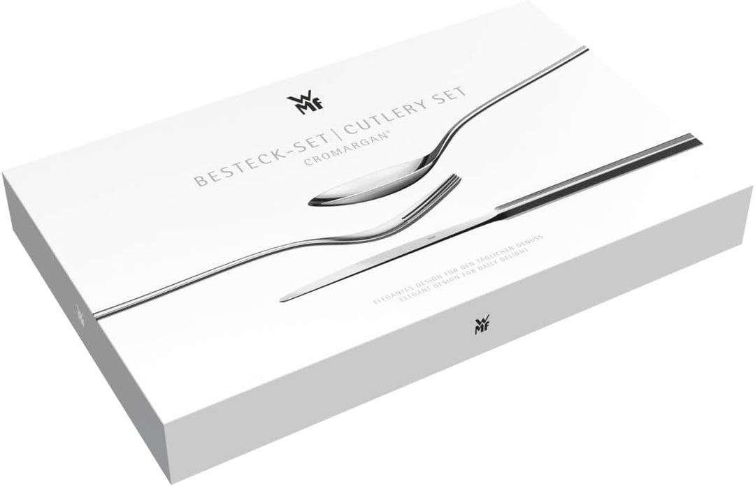 WMF Palma Edelstahl Besteck Set 6 Personen, Essbesteck Set 30 teilig, Monobloc-Messer, Cromargan Ede