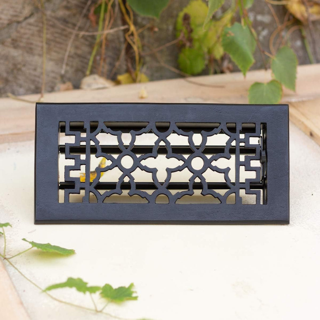 Antikas - Lüftungsgitter regulierbar, Luftgitter für Ofen Kamingitter, in schwarz