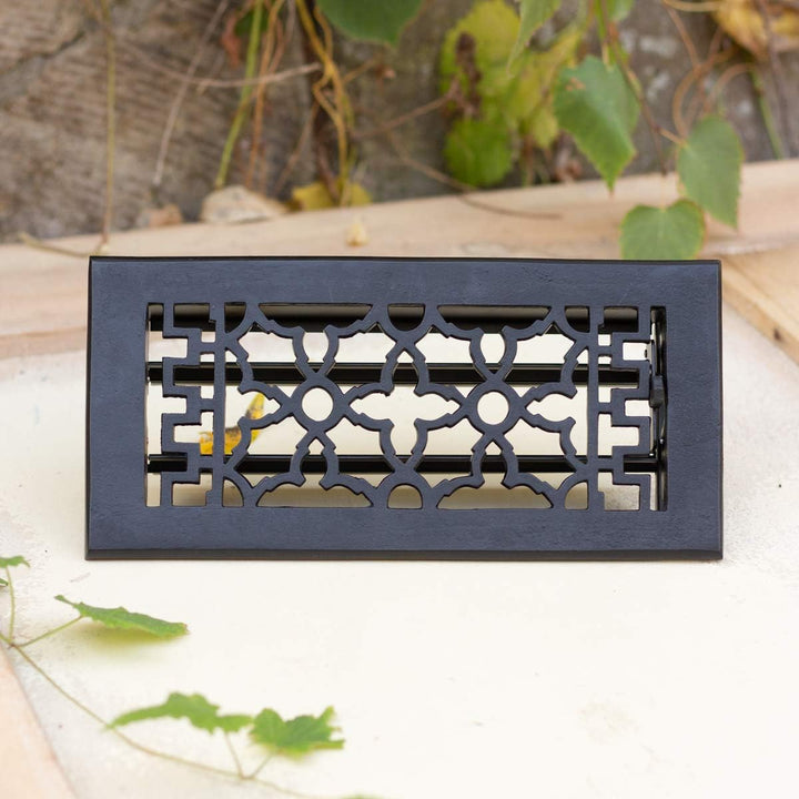 Antikas - Lüftungsgitter regulierbar, Luftgitter für Ofen Kamingitter, in schwarz