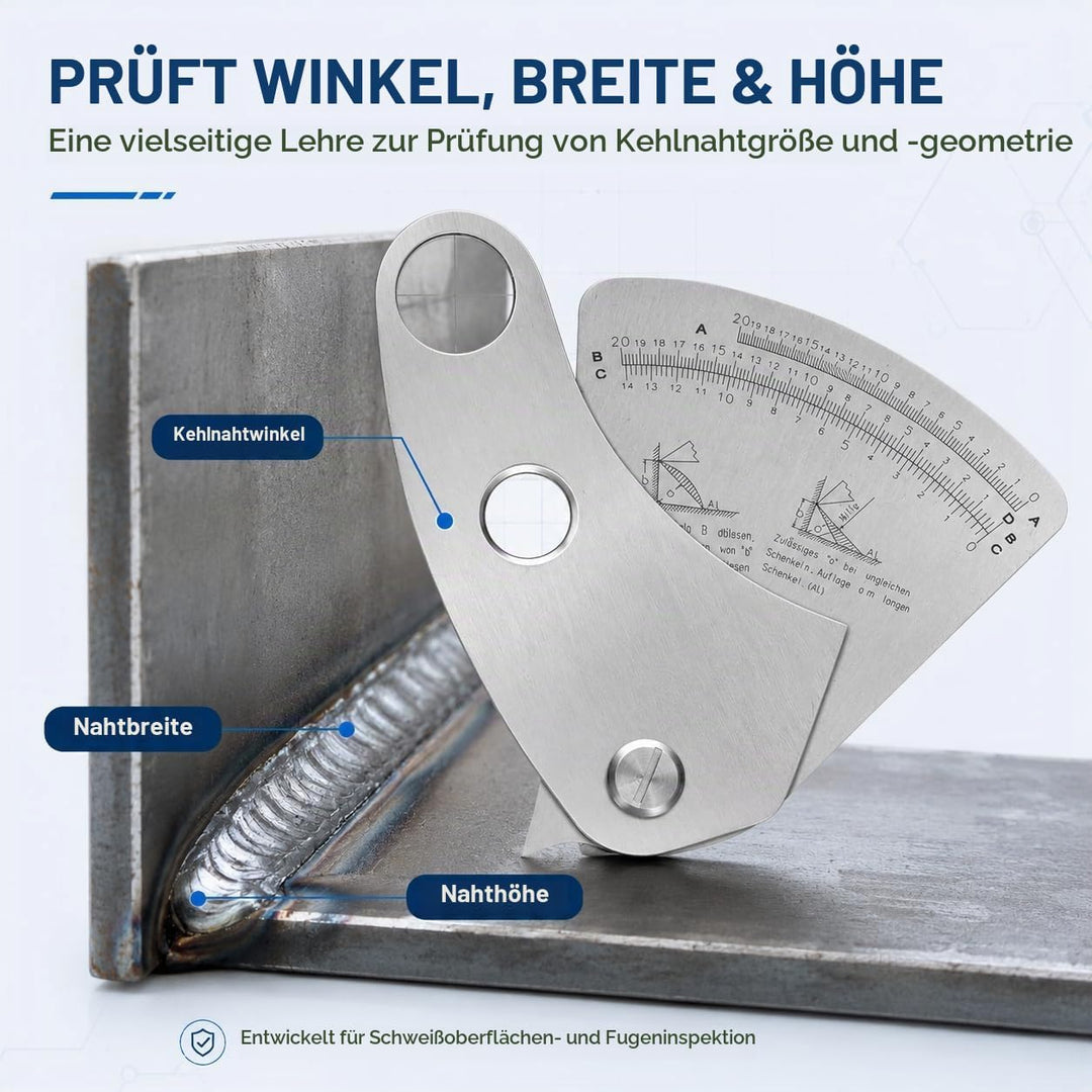 Candeon Schweisslehre Schweissnahtleere, Edelstahl Fächerförmig Schweisslehre, 0-20mm Weld Gauge Sch