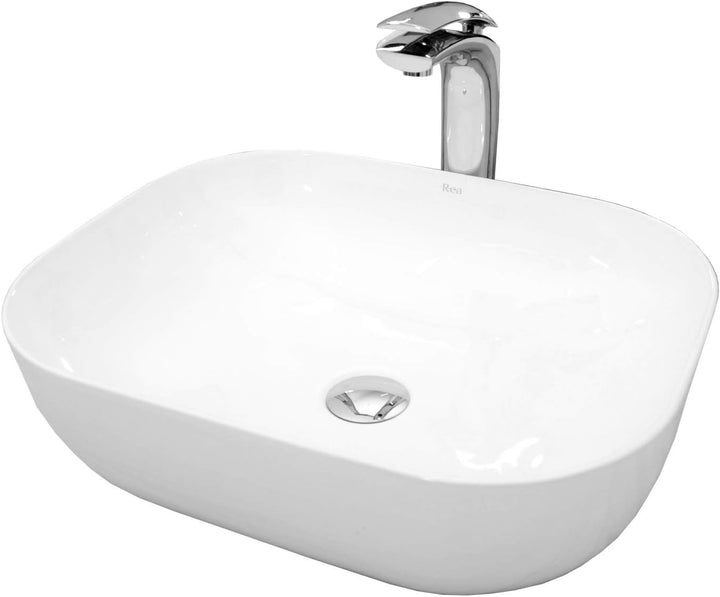 VBChome Waschbecken 50 x 40 Aufsatzwaschbecken aus Keramik Oval Waschtisch Handwaschbecken Aufsatzwa