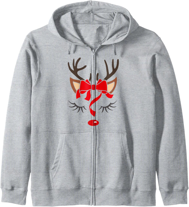 Rentier Geweih Weihnachtsoutfit Frauen Mädchen Weihnachts Kapuzenjacke
