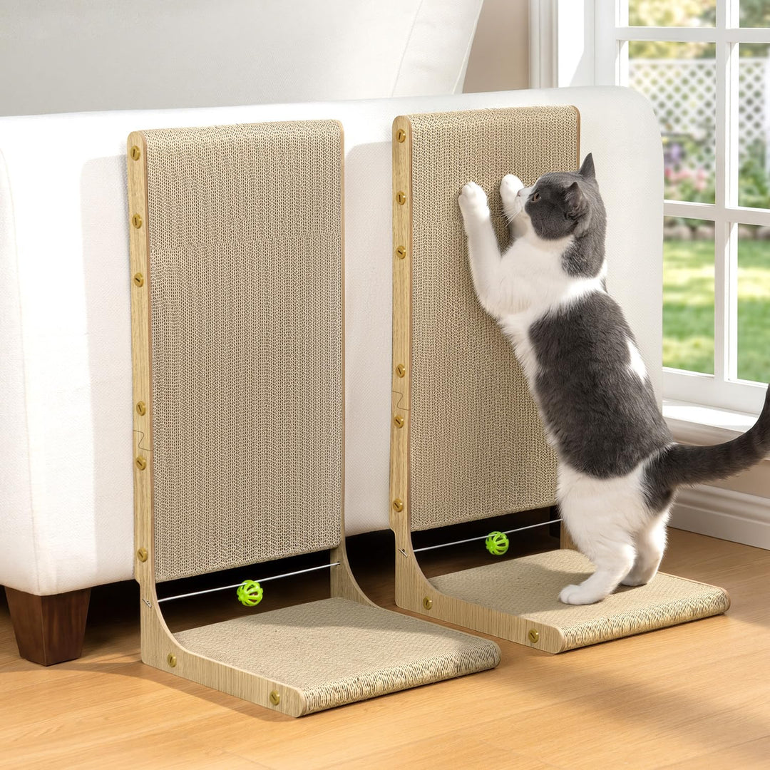 Conlun Kratzbrett L-Form für Katzen - Vertikale Kratzpappe Wand,55cm(2er Pack) 55 cm(2-Pack）, 55 cm(