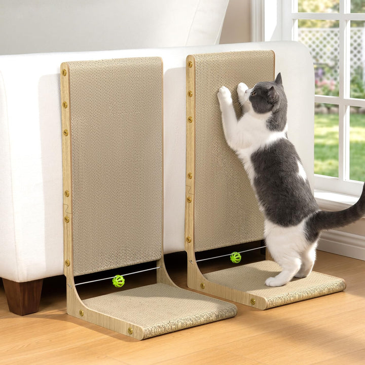 Conlun Kratzbrett L-Form für Katzen - Vertikale Kratzpappe Wand,55cm(2er Pack) 55 cm(2-Pack）, 55 cm(