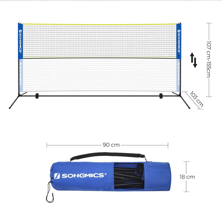 SONGMICS Badmintonnetz, faltbar, einfach zu montieren, leicht zu transportieren, höhenverstellbar (1