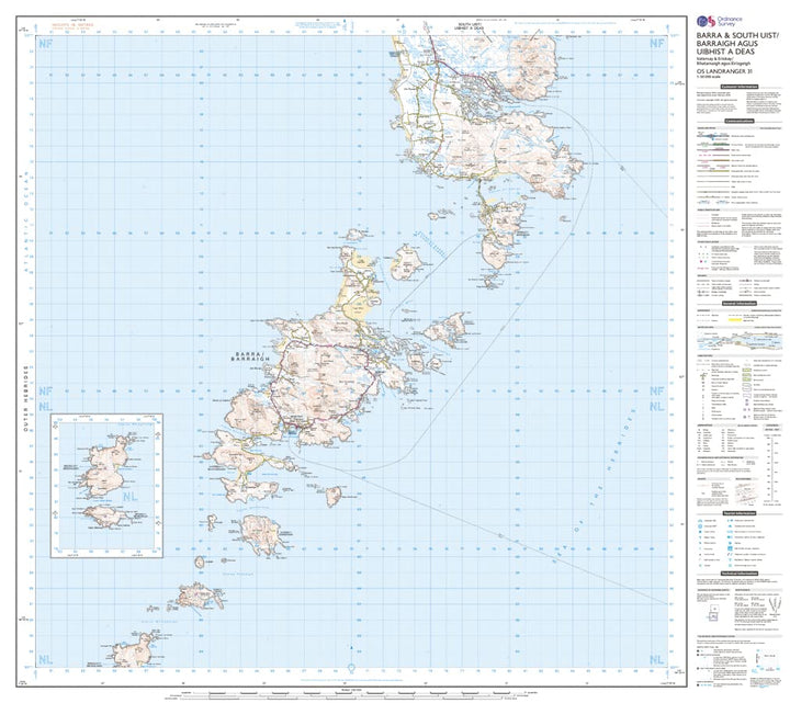 Barra & South Uist, Vatersay & Eriskay (OS Landranger Map, Band 31), Karte