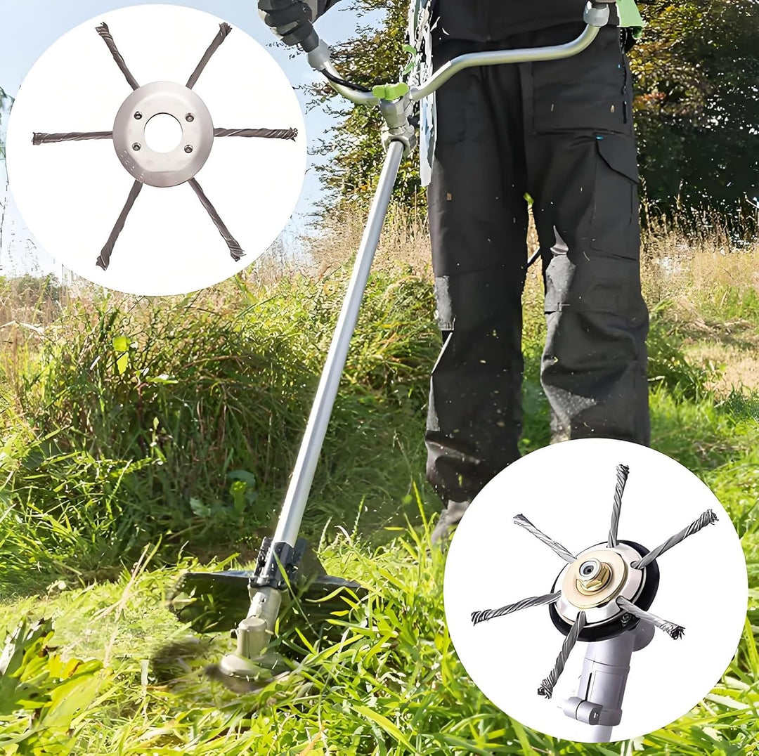 2 Stücke Stahldraht Rasentrimmerkopf, Garten Rasentrimmer Schneidkopf, Bürstenkopf mit Geknotetem Dr