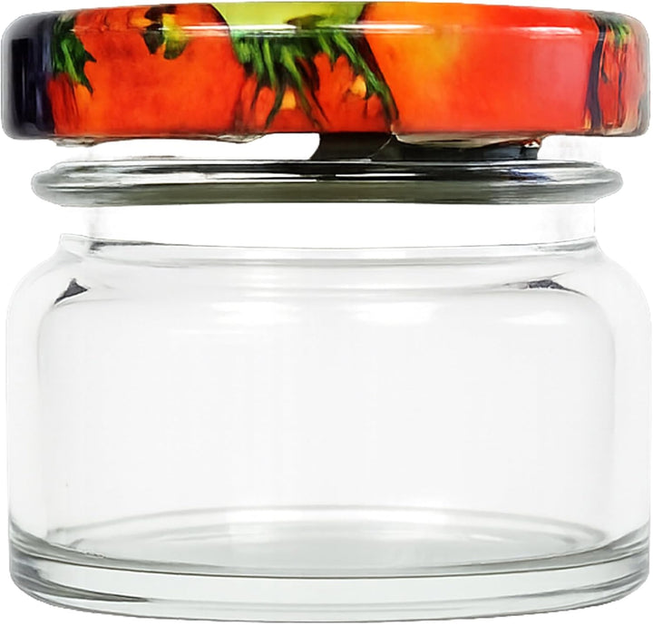 Vitrea 25x Mini Marmeladengläser 30 ml - mit Deckel Obst TO 43 - kleine Einmachgläser zum befüllen m
