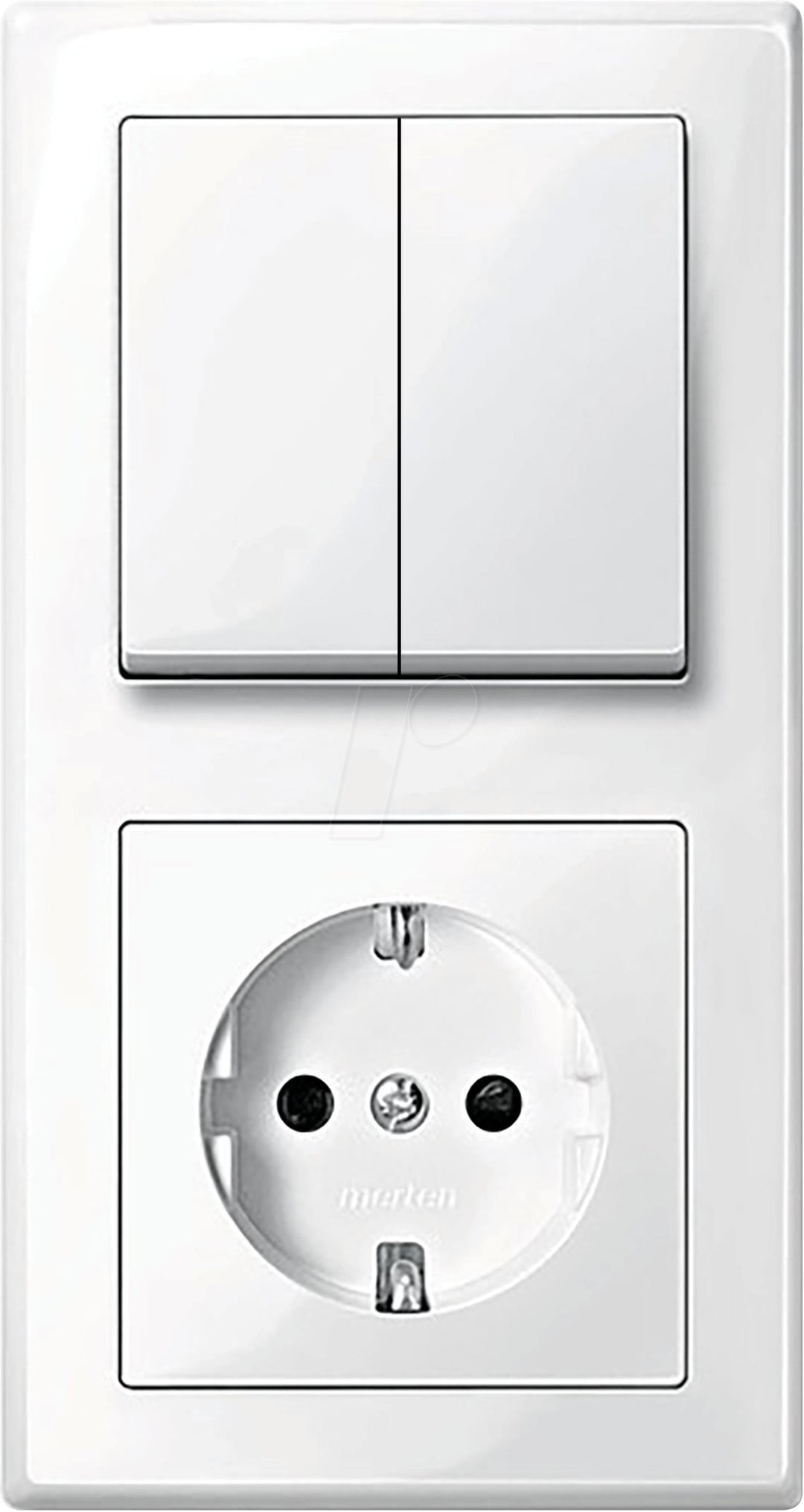 MERTEN M-SMART polarweiss glänzend (1x Steckdose, 1x Serienschalter, 1x 2f Rahmen, 1x Wippe-Serie),