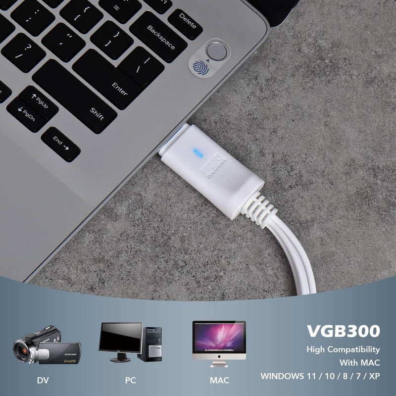 USB Video Grabber - [2023 Modell] August VGB300 - Audio Video Konverter zum Digitalisieren von VHS u