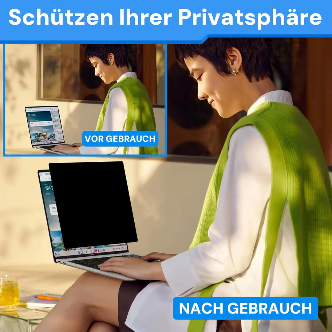 15,6 Zoll 16:9 Laptop Blickschutzfolie, Computer Monitor Sichtschutzfilter und Blendschutz Blaulicht