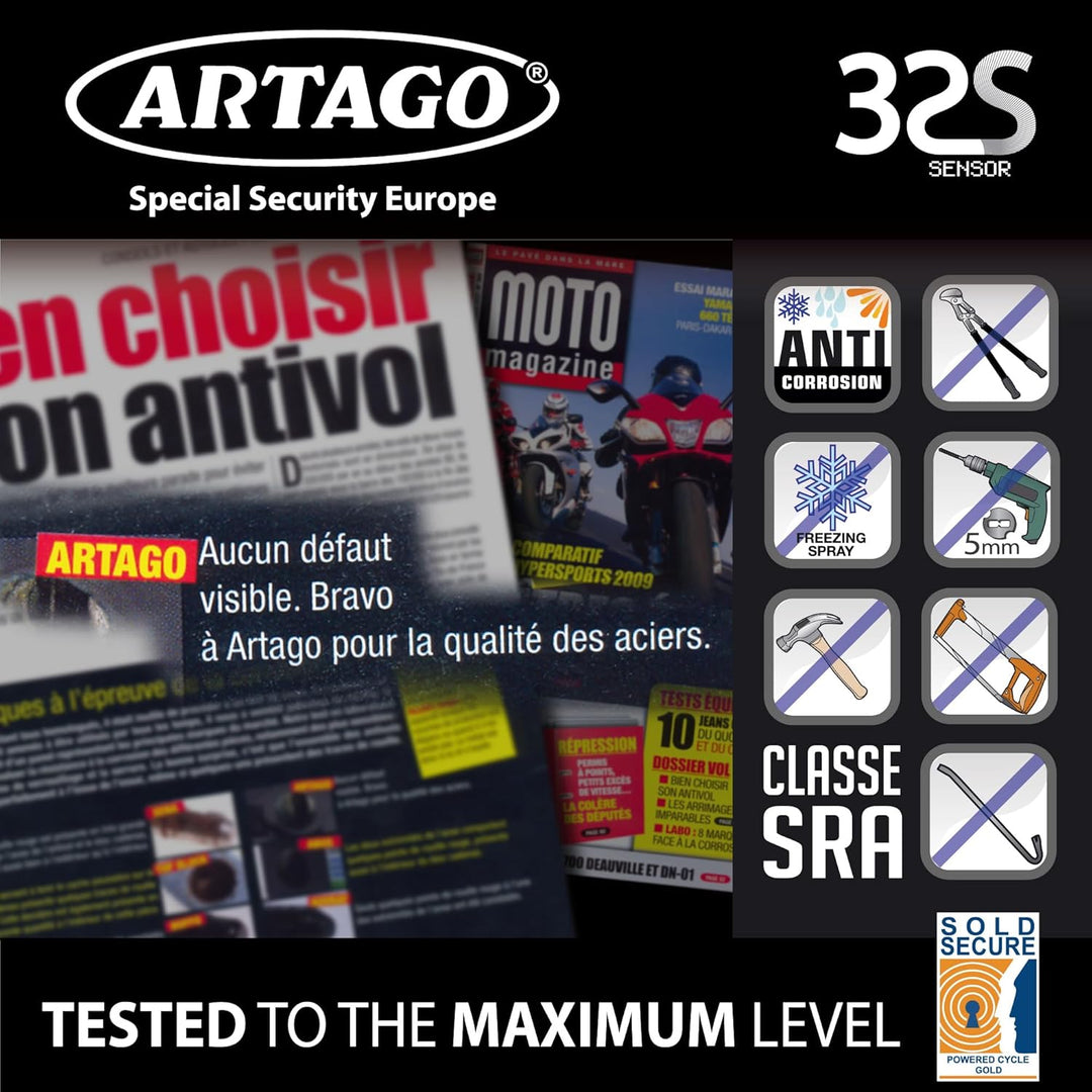 ARTAGO 32S1 Pack Bremsscheibenschloss mit Alarm 120db Hohe Sicherheit + Halterung für BMW (R1250GS,