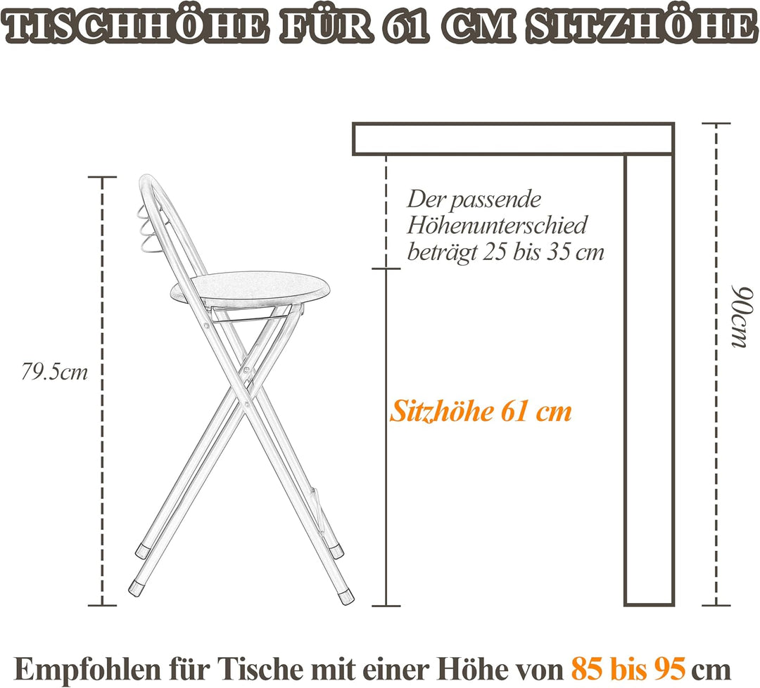 1 Stück Barhocker Klappbar mit Lehne, Klapphocker Faltbar Barstühle Bar Hocker Klappbar Holz Stuhl K