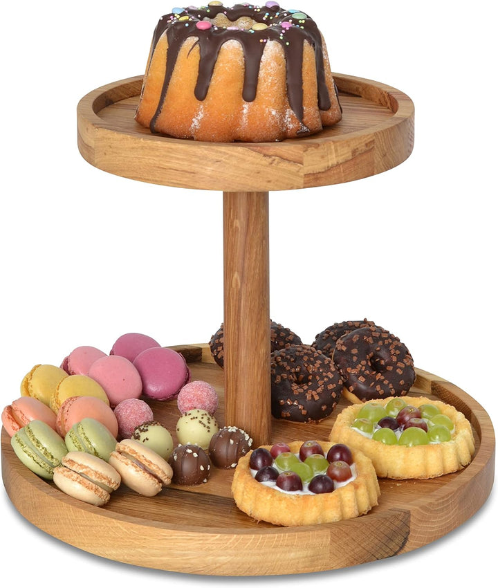 Natuhr Etagere Kuchenplatte - Delight - Servierplatte Käseplatte Obstteller Tortenplatte Eiche Massi