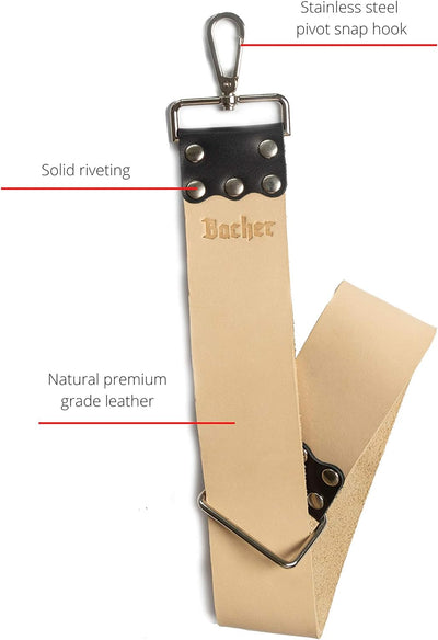 BACHER Premium Leder Streichriemen zum Schärfen von Rasiermesser Set mit Polierpaste für Abziehrieme