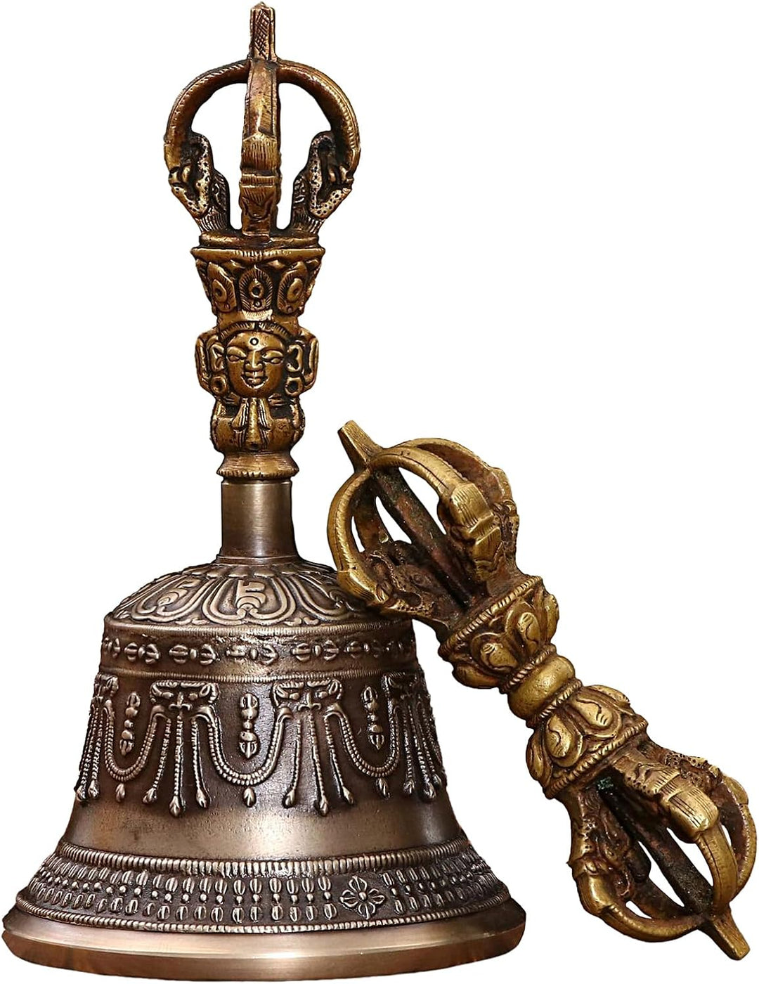 Meditationsglocke,Mini Tibetische Glocken Bajra Set | Handgefertigte Singing Bowl Dorje Vajra Buddhi