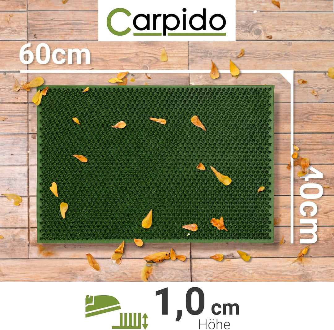 Carpido Wetterfeste Fussmatte Garten - Grün 40 x 60 cm - Outdoor Schmutzfangmatte - Türmatte leicht