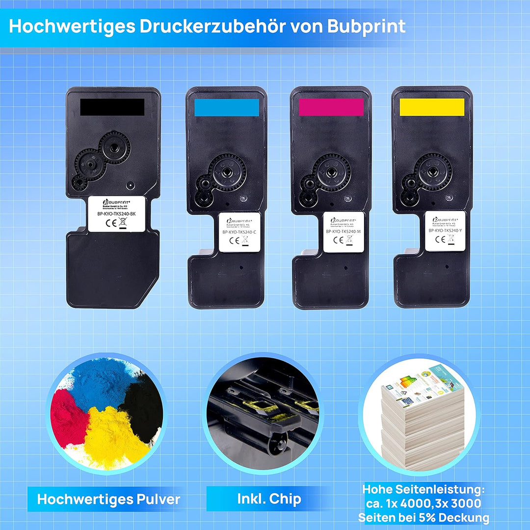 4 Toner kompatibel als Ersatz für Kyocera TK-5240 TK5240 für Ecosys M5526cdw M5526cdn P5026cdw P5026