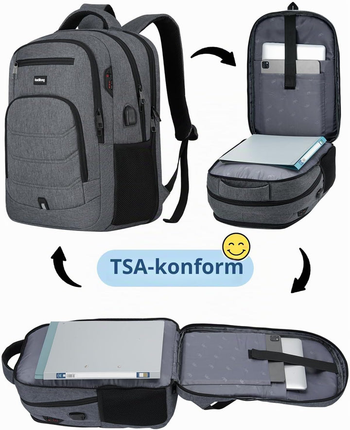 kadilong Rucksack Laptop Herren mit 17,3 Zoll Laptopfach Schulrucksack Jungen Teenager Wasserdicht m