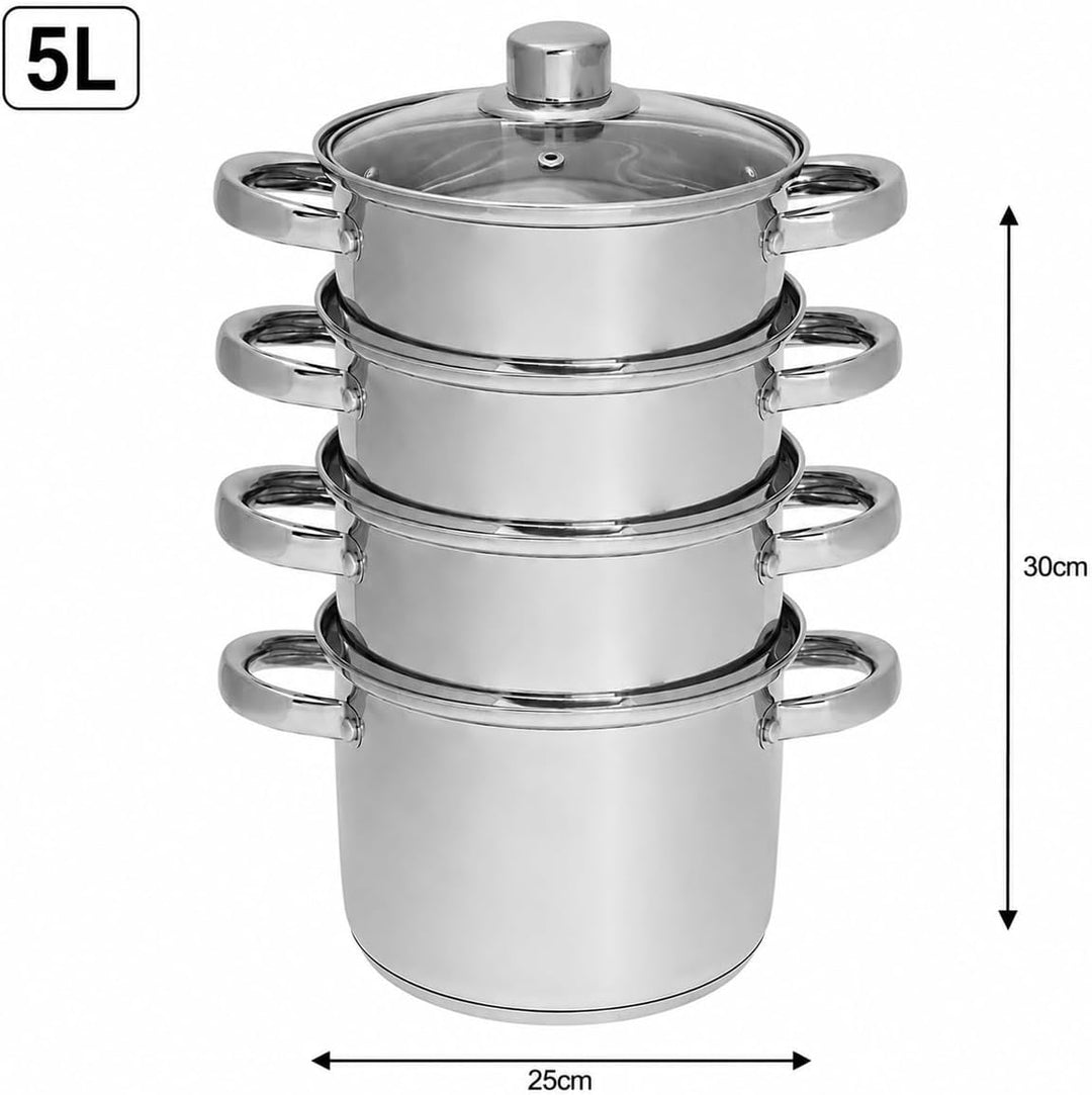 Mantowarka Dampfkocher (Silber, 5Teile) Silber 5Teile, Silber 5Teile