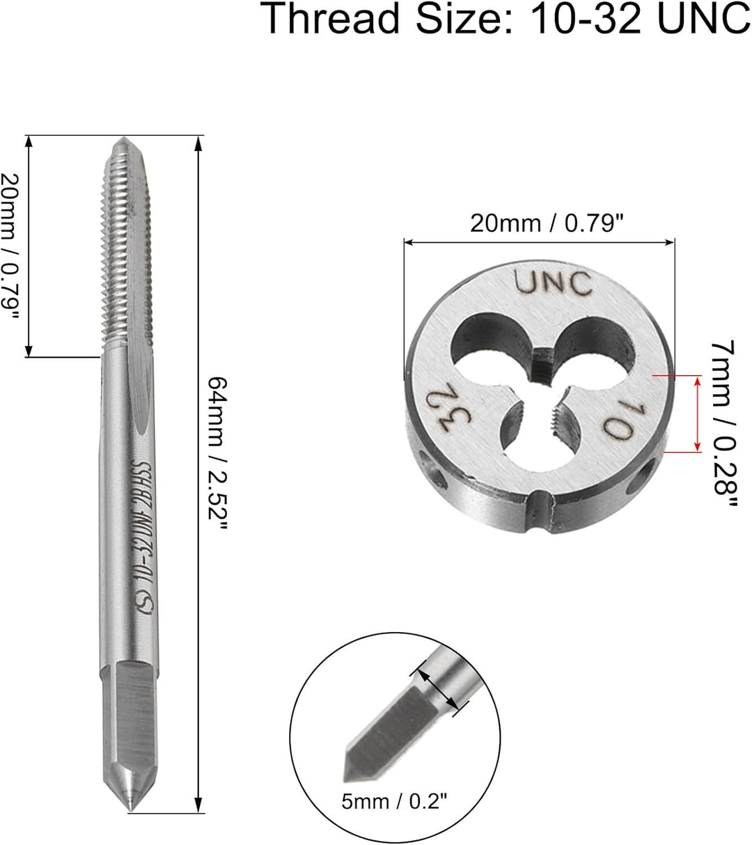 QUARKZMAN 10-32 UNF Gewindebohrer und Schneideisen Set 20mm Gewindebohrer set Runder Schneideisenhal