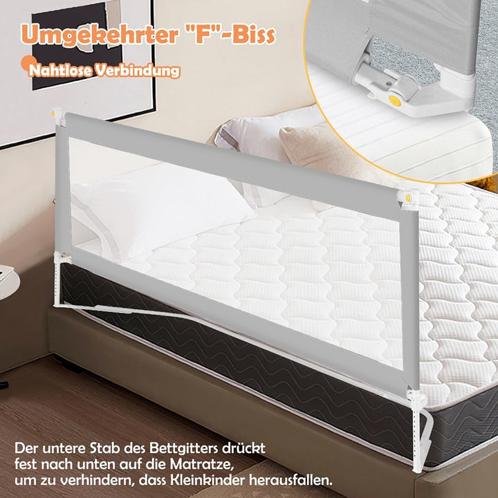 Bettgitter für Kinder, Bettschutzgitter, höhenverstellbar (68 – 95 cm), Bettgitter Gegen Stürze, Sta