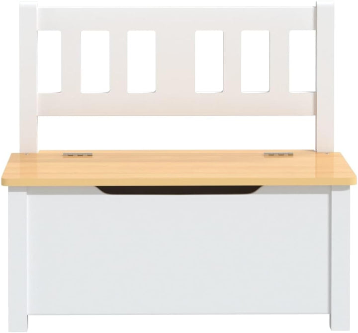 Kinderbank mit Stauraum Weiss und Beige aus MDF 60x30x55 cm, Aufbewahrungstruhe für Kinderzimmer, Si