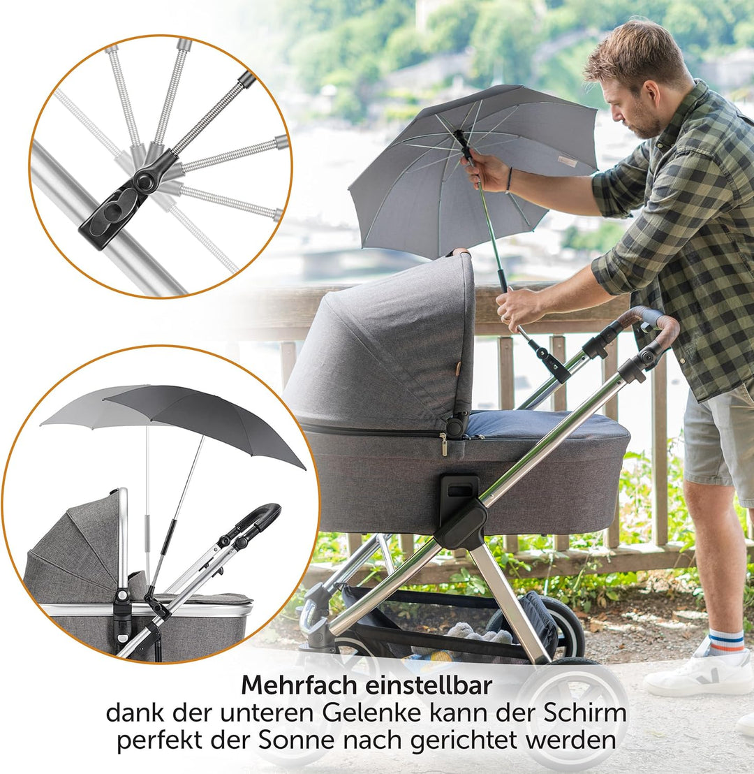 Zamboo Universal Sonnenschirm Sonnenschutz für Kinderwagen & Buggy - UV Schutz 50+ / 73 cm Durchmess