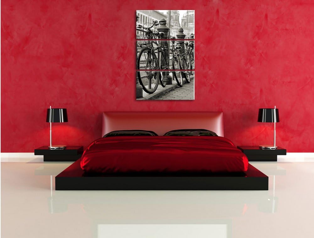 Pixxprint Fahrrad Bahnhof BMX Bahnschiene 3-Teiler Leinwandbild 120x80 Bild auf Leinwand