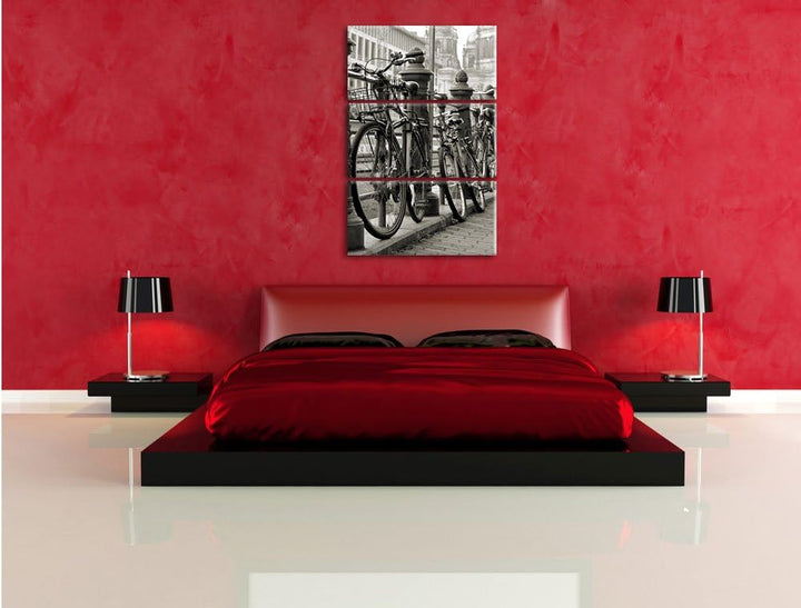 Pixxprint Fahrrad Bahnhof BMX Bahnschiene 3-Teiler Leinwandbild 120x80 Bild auf Leinwand