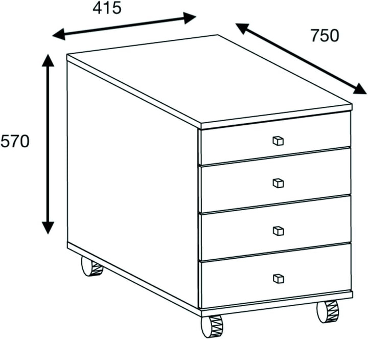 VCM Rollcontainer Beistellcontainer Bürocontainer Rollen rollbar Schublade Lona 75, Anthrazit/Honig-