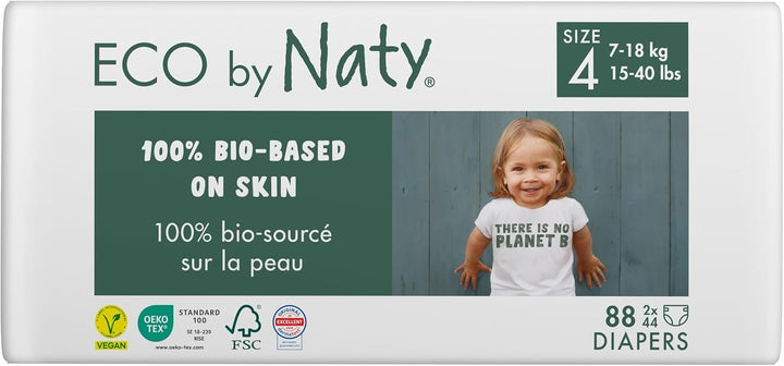 Eco by Naty Baby Öko Windeln - umweltfreundliche Premium-Bio Windeln aus pflanzenbasierten Materiali