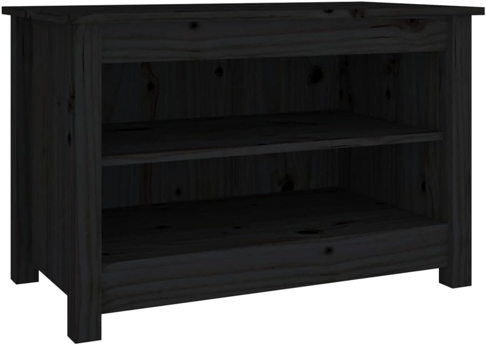 FIRBNUS Schuhbank Schwarz 70x38x45,5 cm Massivholz Kiefer Schuhaufbewahrung Schuhorganizer Schuhschr
